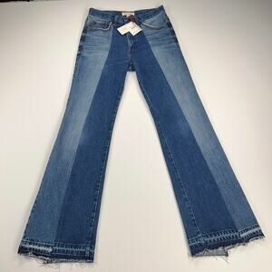 Rentrayage Upcycled Mid Rise Two Tone Patchwork Flare Jeans Size XS 26 Waist